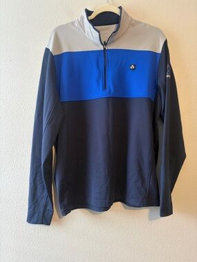 VUGA Men's Blue Gray 1/4 Zip Sweatshirt Sporty‎ Athletic Golf Pullover Large
